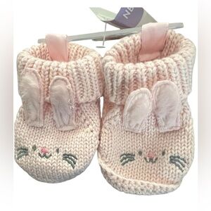 Baby Girls' Pink Knit Bunny Booties - Newborn (NB) - New with Tags